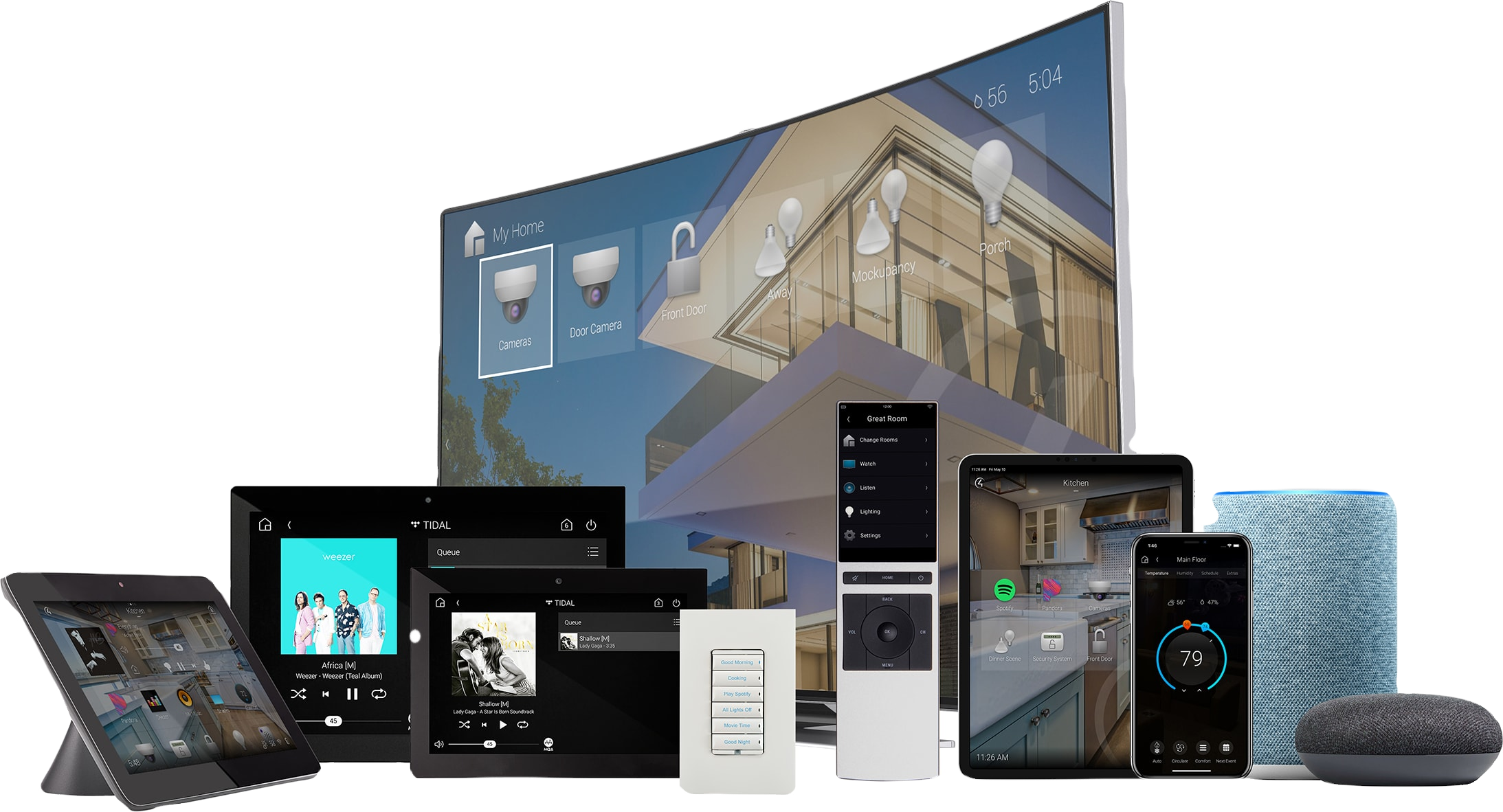 Control interface screens for installed AV systems